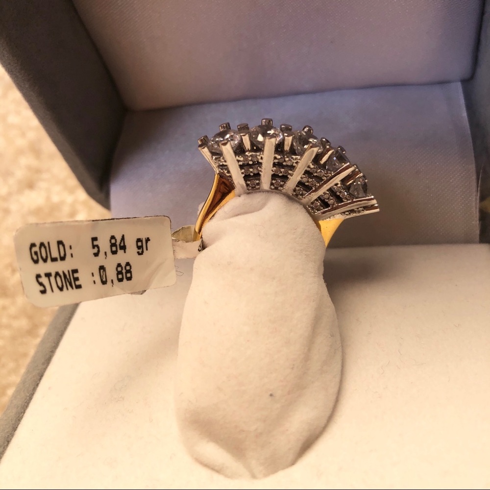 21 K Yellow & white Gold ring - Picture 3 of 7